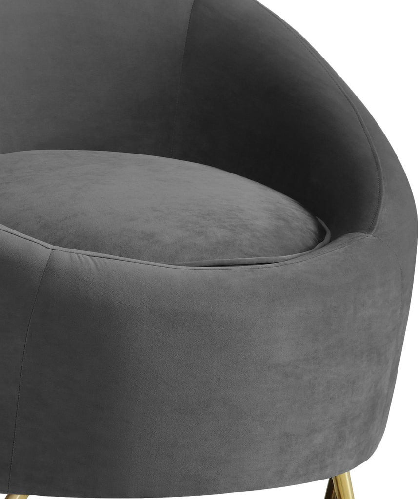 Serpentine Velvet / Engineered Wood / Steel Contemporary Grey Velvet Chair - 34.5" W x 38" D x 33" H
