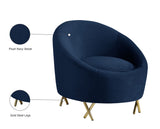 Serpentine Velvet / Engineered Wood / Steel Contemporary Navy Velvet Chair - 34.5" W x 38" D x 33" H