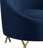 Serpentine Velvet / Engineered Wood / Steel Contemporary Navy Velvet Chair - 34.5" W x 38" D x 33" H