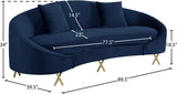 Serpentine Velvet / Engineered Wood / Steel Contemporary Navy Velvet Sofa - 89.5" W x 39.5" D x 34" H