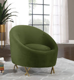 Serpentine Velvet / Engineered Wood / Steel Contemporary Olive Velvet Chair - 34.5" W x 38" D x 33" H