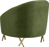 Serpentine Velvet / Engineered Wood / Steel Contemporary Olive Velvet Chair - 34.5" W x 38" D x 33" H