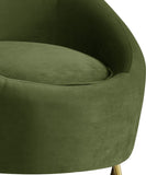 Serpentine Velvet / Engineered Wood / Steel Contemporary Olive Velvet Chair - 34.5" W x 38" D x 33" H
