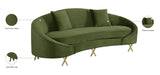 Serpentine Velvet / Engineered Wood / Steel Contemporary Olive Velvet Sofa - 89.5" W x 39.5" D x 34" H