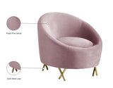 Serpentine Velvet / Engineered Wood / Steel Contemporary Pink Velvet Chair - 34.5" W x 38" D x 33" H