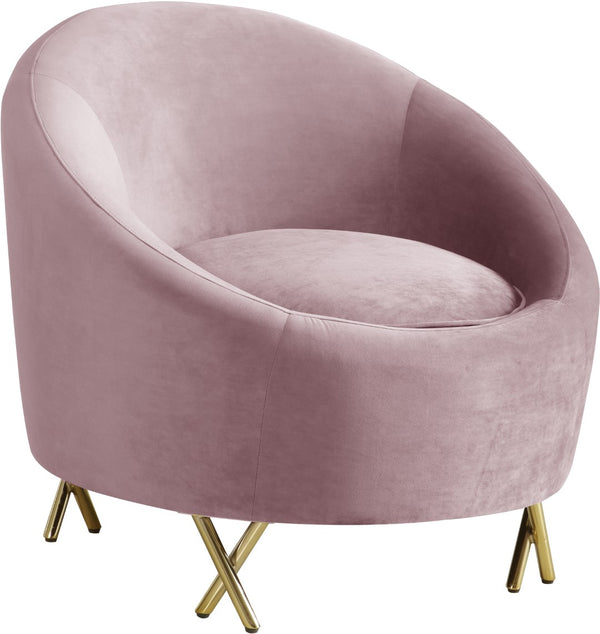 Serpentine Velvet / Engineered Wood / Steel Contemporary Pink Velvet Chair - 34.5" W x 38" D x 33" H
