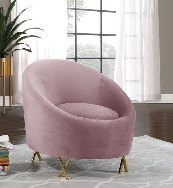 Serpentine Velvet / Engineered Wood / Steel Contemporary Pink Velvet Chair - 34.5" W x 38" D x 33" H