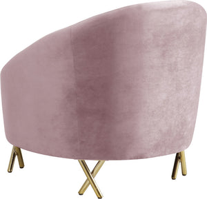 Serpentine Velvet / Engineered Wood / Steel Contemporary Pink Velvet Chair - 34.5" W x 38" D x 33" H