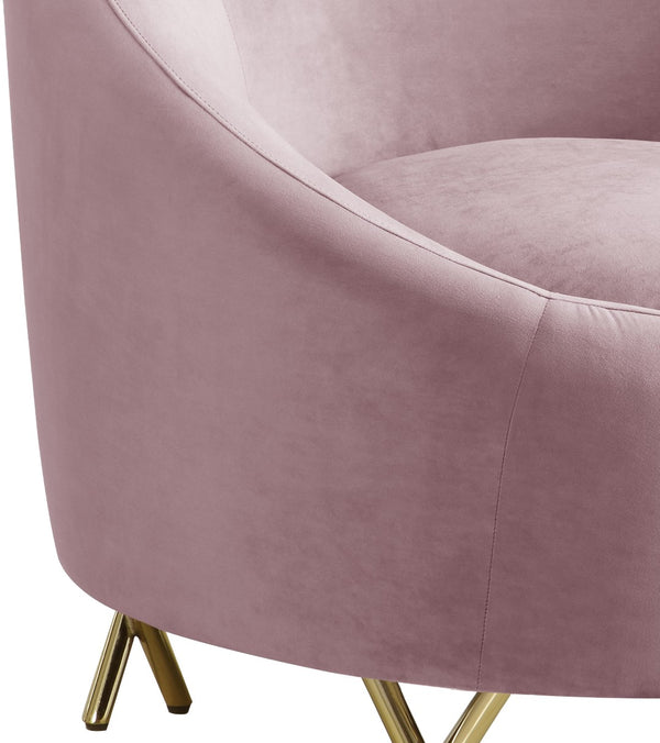 Serpentine Velvet / Engineered Wood / Steel Contemporary Pink Velvet Chair - 34.5" W x 38" D x 33" H