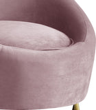 Serpentine Velvet / Engineered Wood / Steel Contemporary Pink Velvet Chair - 34.5" W x 38" D x 33" H