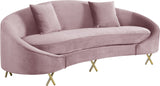 Serpentine Velvet / Engineered Wood / Steel Contemporary Pink Velvet Sofa - 89.5" W x 39.5" D x 34" H