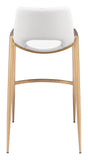 Zuo Modern Desi 100% Polyurethane, Plywood, Steel Modern Commercial Grade Barstool Set - Set of 2 White, Gold 100% Polyurethane, Plywood, Steel