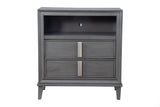 Alpine Furniture Lorraine TV Media Chest, Dark Grey 8171-11 Dark Grey Pine & Poplar Solids with Mindy Veneer 35.5 x 17 x 38