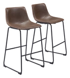 Zuo Modern Smart 100% Polyurethane, Plywood, Steel Transitional Commercial Grade Barstool Set - Set of 2 Vintage Espresso, Black 100% Polyurethane, Plywood, Steel