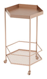 Zuo Modern Hex Steel Modern Commercial Grade Bar Cart Gold Steel