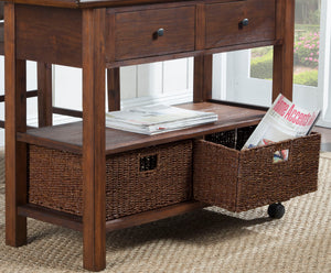 Alpine Furniture Caldwell Kitchen Cart, Antique Cappuccino 6079-05 Antique Cappuccino Acacia Solids & Veneer 28 x 48 x 36