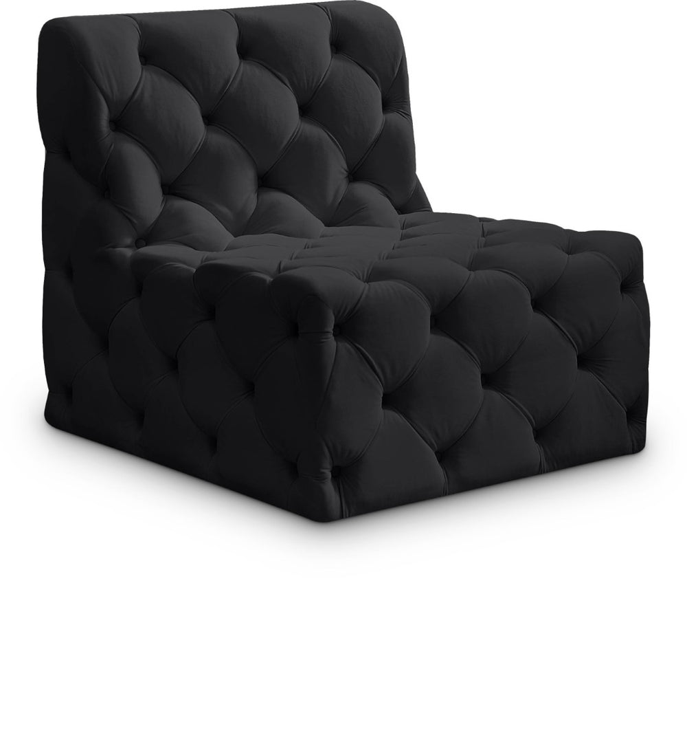 Tuft Velvet / Engineered Wood / Foam Contemporary Black Velvet Armless Chair - 29" W x 35" D x 32" H