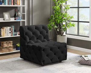 Tuft Velvet / Engineered Wood / Foam Contemporary Black Velvet Armless Chair - 29" W x 35" D x 32" H