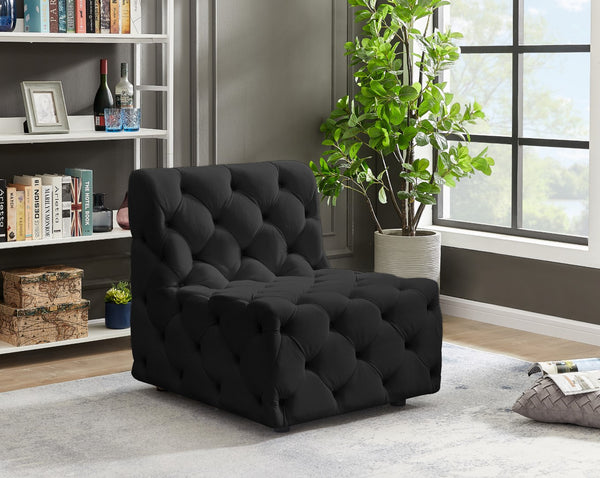 Tuft Velvet / Engineered Wood / Foam Contemporary Black Velvet Armless Chair - 29" W x 35" D x 32" H