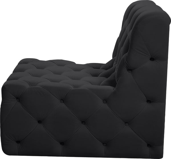 Tuft Velvet / Engineered Wood / Foam Contemporary Black Velvet Armless Chair - 29" W x 35" D x 32" H