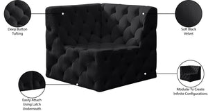 Tuft Velvet / Engineered Wood / Foam Contemporary Black Velvet Corner Chair - 35" W x 35" D x 32" H
