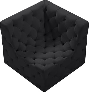 Tuft Velvet / Engineered Wood / Foam Contemporary Black Velvet Corner Chair - 35" W x 35" D x 32" H