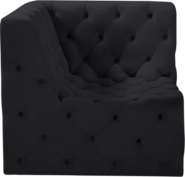 Tuft Velvet / Engineered Wood / Foam Contemporary Black Velvet Corner Chair - 35" W x 35" D x 32" H