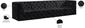 Tuft Velvet / Engineered Wood / Foam Contemporary Black Velvet Modular Sofa - 128" W x 35" D x 32" H