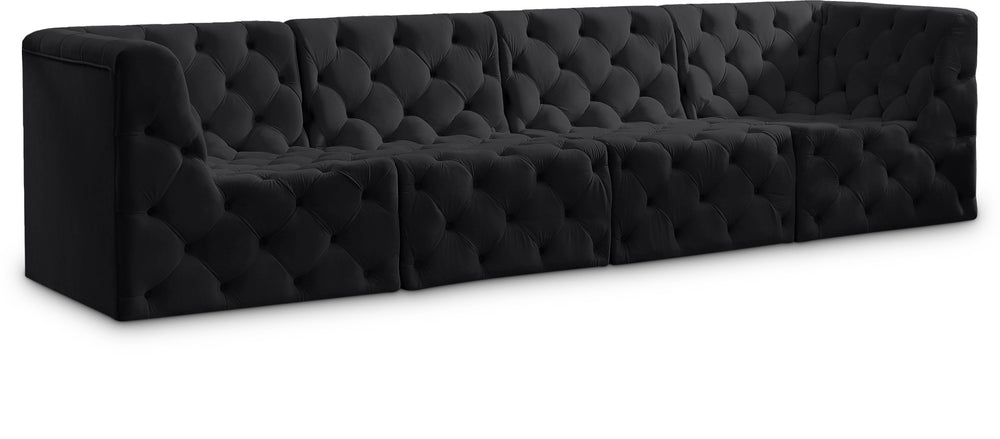Tuft Velvet / Engineered Wood / Foam Contemporary Black Velvet Modular Sofa - 128" W x 35" D x 32" H