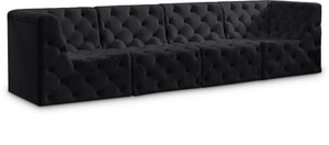 Tuft Velvet / Engineered Wood / Foam Contemporary Black Velvet Modular Sofa - 128" W x 35" D x 32" H