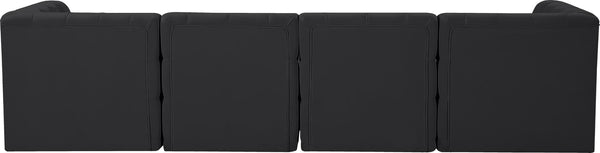 Tuft Velvet / Engineered Wood / Foam Contemporary Black Velvet Modular Sofa - 128" W x 35" D x 32" H