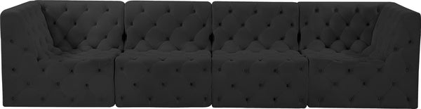 Tuft Velvet / Engineered Wood / Foam Contemporary Black Velvet Modular Sofa - 128" W x 35" D x 32" H