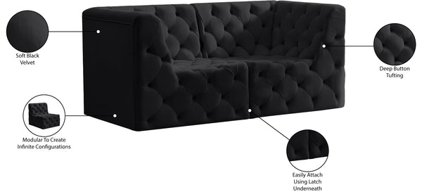 Tuft Velvet / Engineered Wood / Foam Contemporary Black Velvet Modular Sofa - 70" W x 35" D x 32" H