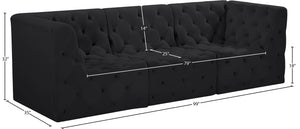 Tuft Velvet / Engineered Wood / Foam Contemporary Black Velvet Modular Sofa - 99" W x 35" D x 32" H