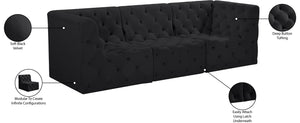 Tuft Velvet / Engineered Wood / Foam Contemporary Black Velvet Modular Sofa - 99" W x 35" D x 32" H
