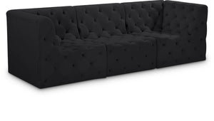 Tuft Velvet / Engineered Wood / Foam Contemporary Black Velvet Modular Sofa - 99" W x 35" D x 32" H