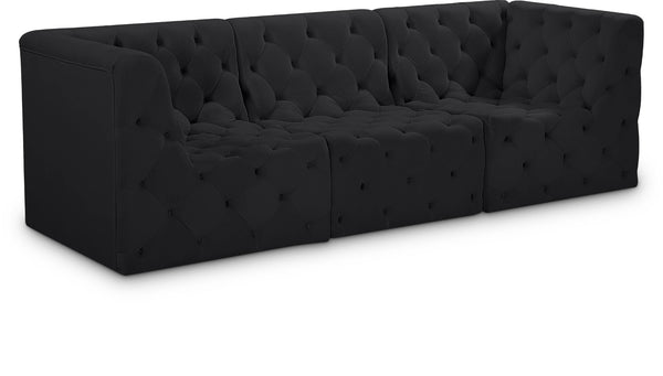 Tuft Velvet / Engineered Wood / Foam Contemporary Black Velvet Modular Sofa - 99" W x 35" D x 32" H