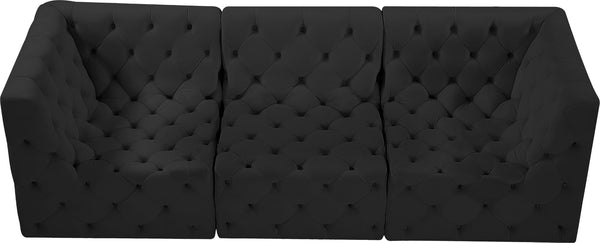 Tuft Velvet / Engineered Wood / Foam Contemporary Black Velvet Modular Sofa - 99" W x 35" D x 32" H