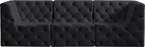 Tuft Velvet / Engineered Wood / Foam Contemporary Black Velvet Modular Sofa - 99" W x 35" D x 32" H