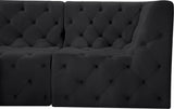 Tuft Velvet / Engineered Wood / Foam Contemporary Black Velvet Modular Sofa - 99" W x 35" D x 32" H