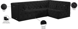 Tuft Velvet / Engineered Wood / Foam Contemporary Black Velvet Modular Sectional - 99" W x 64" D x 32" H