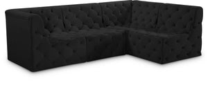 Tuft Velvet / Engineered Wood / Foam Contemporary Black Velvet Modular Sectional - 99" W x 64" D x 32" H