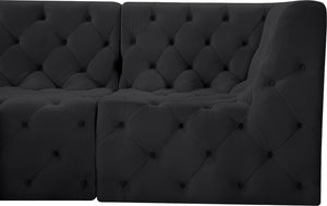 Tuft Velvet / Engineered Wood / Foam Contemporary Black Velvet Modular Sectional - 99" W x 64" D x 32" H