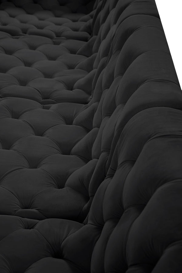 Tuft Velvet / Engineered Wood / Foam Contemporary Black Velvet Modular Sectional - 99" W x 64" D x 32" H
