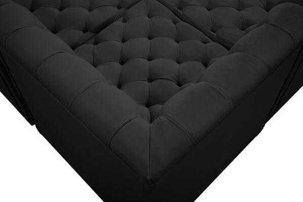 Tuft Velvet / Engineered Wood / Foam Contemporary Black Velvet Modular Sectional - 99" W x 64" D x 32" H