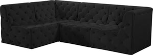 Tuft Velvet / Engineered Wood / Foam Contemporary Black Velvet Modular Sectional - 99" W x 64" D x 32" H