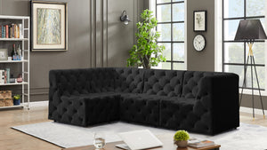 Tuft Velvet / Engineered Wood / Foam Contemporary Black Velvet Modular Sectional - 99" W x 64" D x 32" H