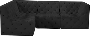 Tuft Velvet / Engineered Wood / Foam Contemporary Black Velvet Modular Sectional - 99" W x 64" D x 32" H