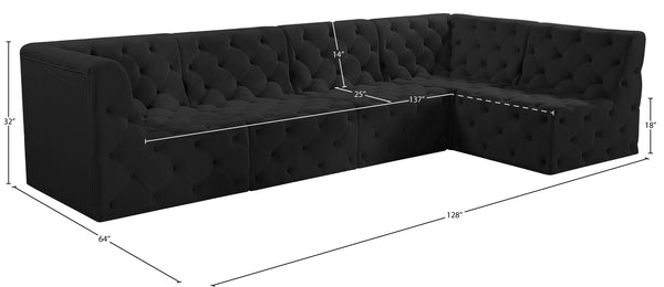 Tuft Velvet / Engineered Wood / Foam Contemporary Black Velvet Modular Sectional - 128" W x 64" D x 32" H