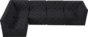 Tuft Velvet / Engineered Wood / Foam Contemporary Black Velvet Modular Sectional - 128" W x 64" D x 32" H